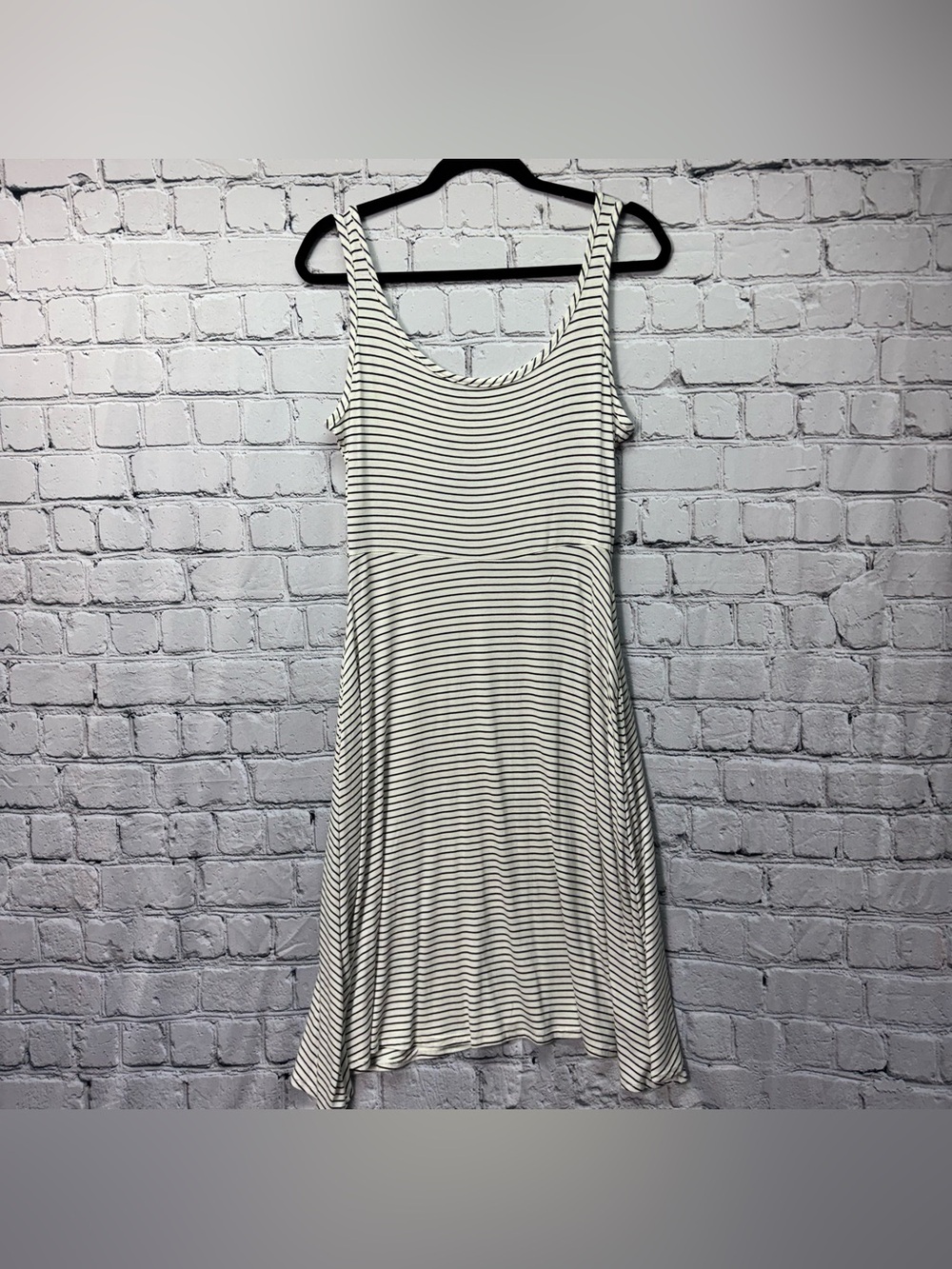 Olivia Rae NWT Black & White Striped Scoop Tank Dress Stretchy Flowy Size L